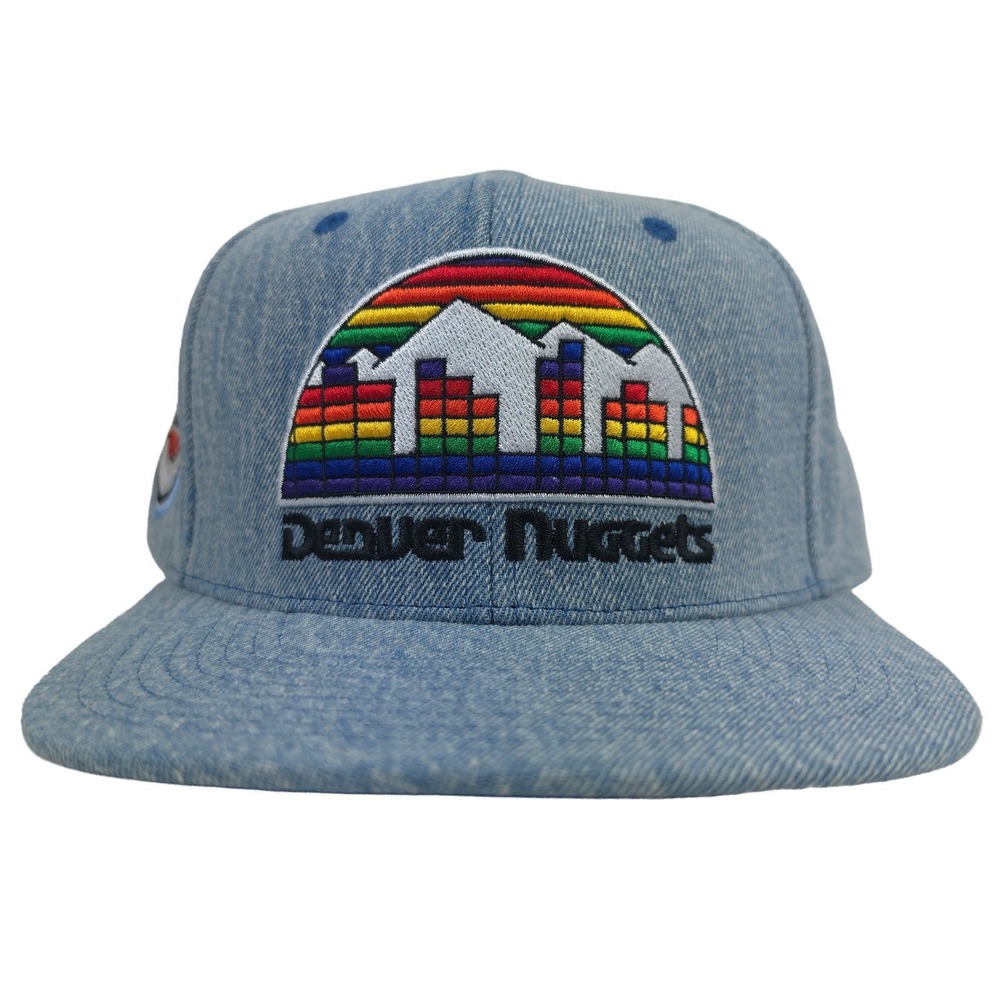 Denver Nuggets Mitchell & Ness NBA Snapback Hat Cap 3D‎ Logo Washed Denim New